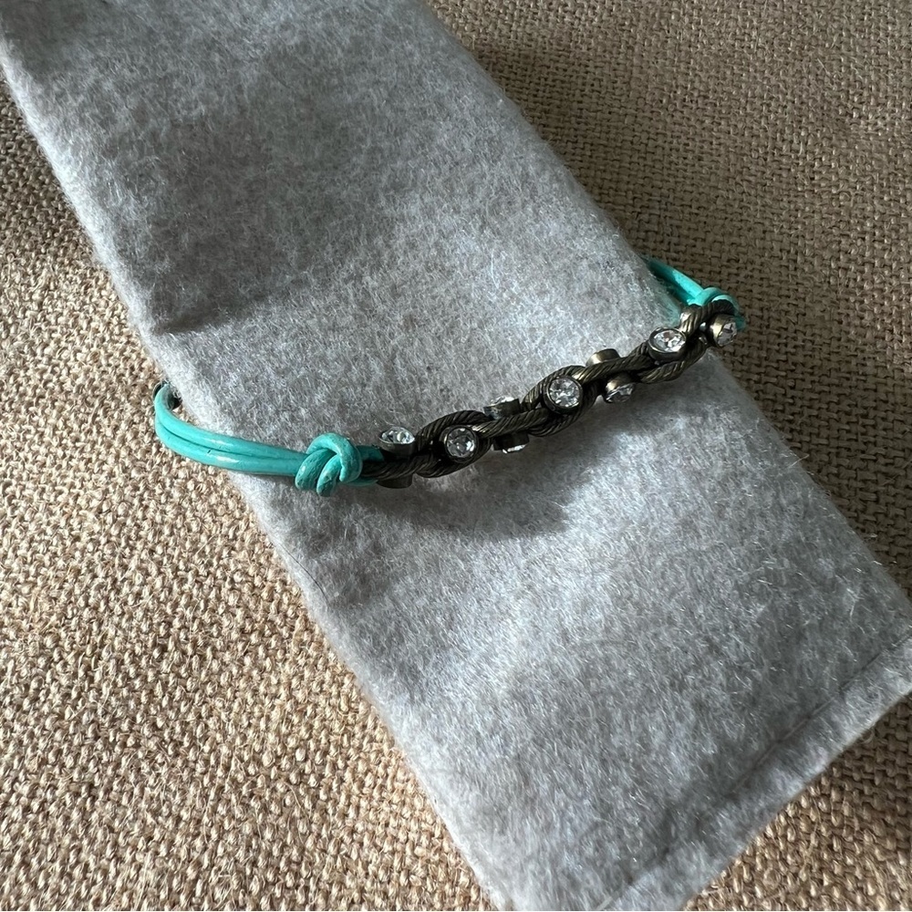 Chloe and Isabel green teal antique gold crystal rope bracelet adjustable chain